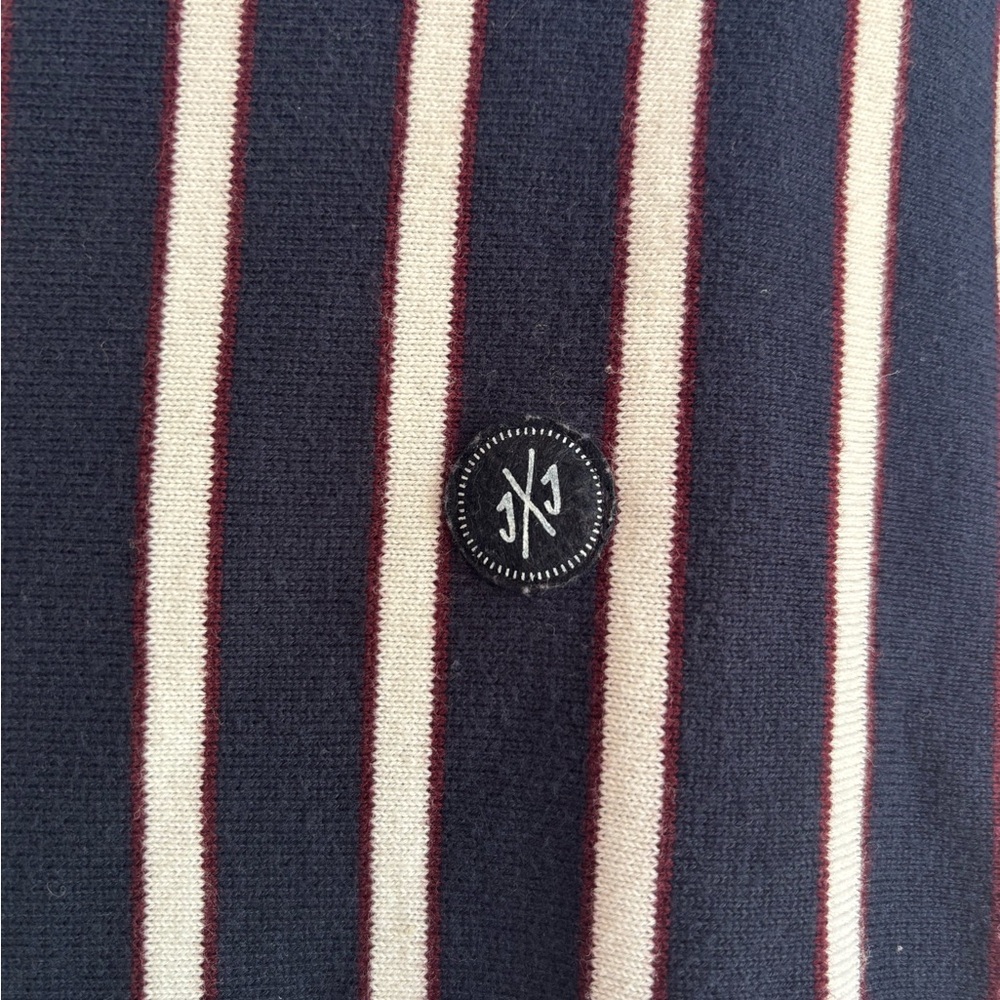 Jack & Jones Men’s Navy White Red Striped Jorsteve Knit Crewneck Sweater Size Lg - Picture 2 of 10